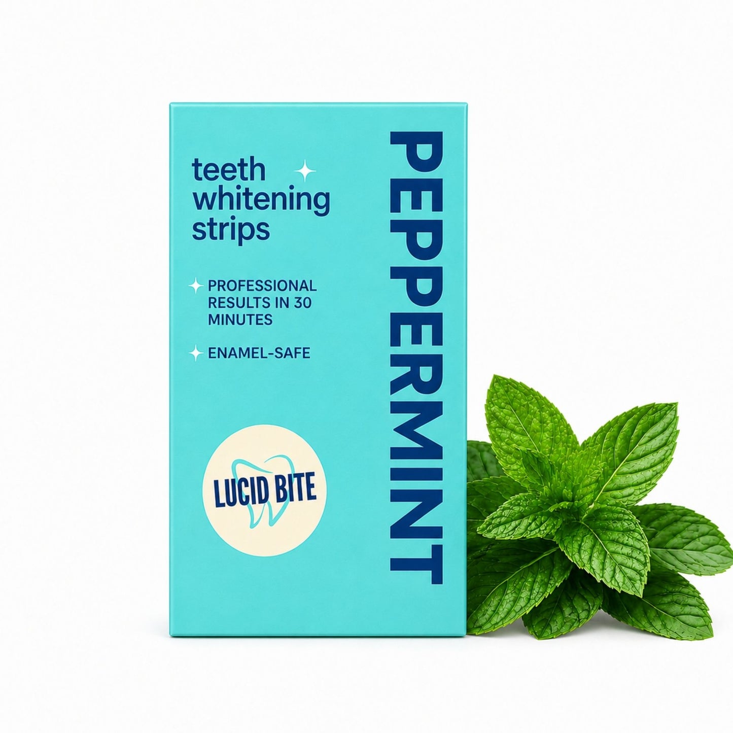 Lucid Bite whitening strips pepermunt met verse muntblaadjes